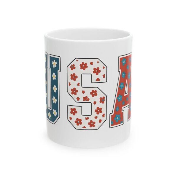 USA Floral Design Ceramic Mug - Perfect for Summer Celebrations